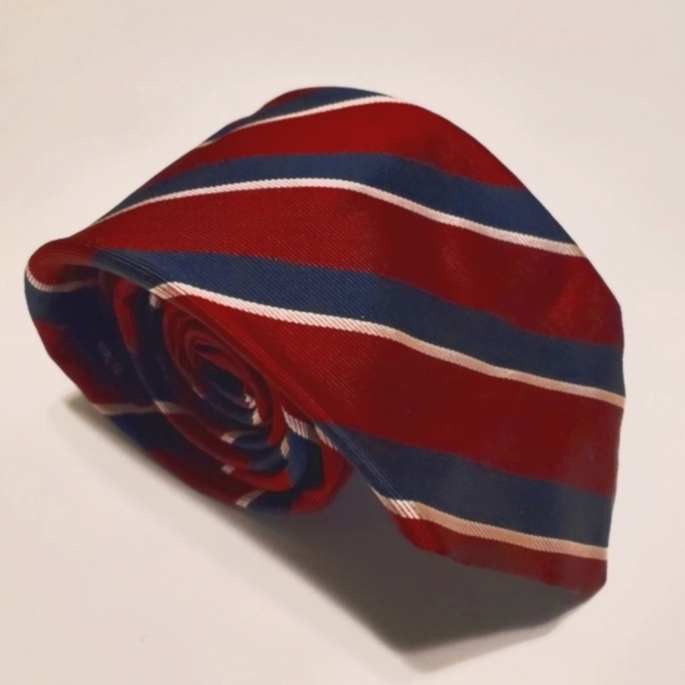 Christian Dior Necktie Red Stripe Repp Silk Neck Tie